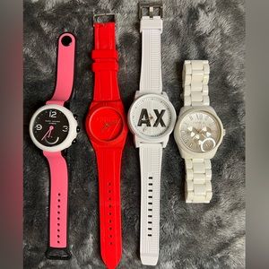 Designer watches. Guess, Marc Jacobs(Hybrid), Express and Armani Exchange.